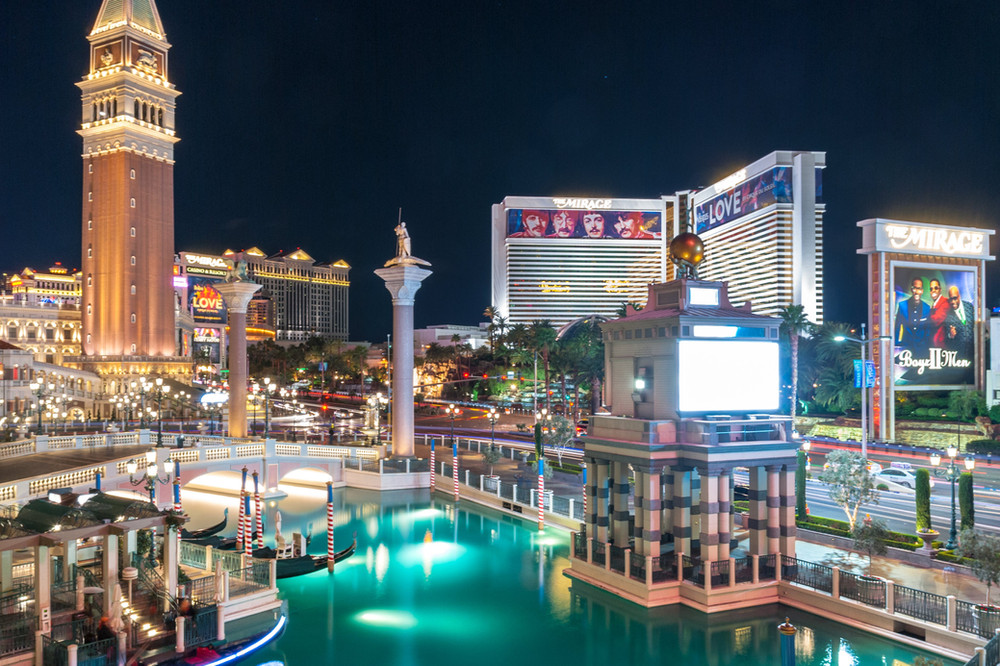 Las Vegas aerial view at night - LV Strip at night