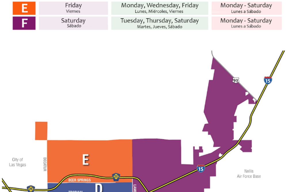 north Las Vegas watering group zones - water schedule spring and summer 