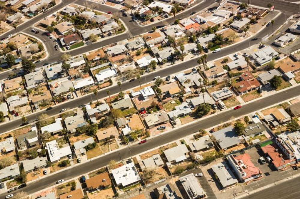 aerial photo of houses in a neighborhood