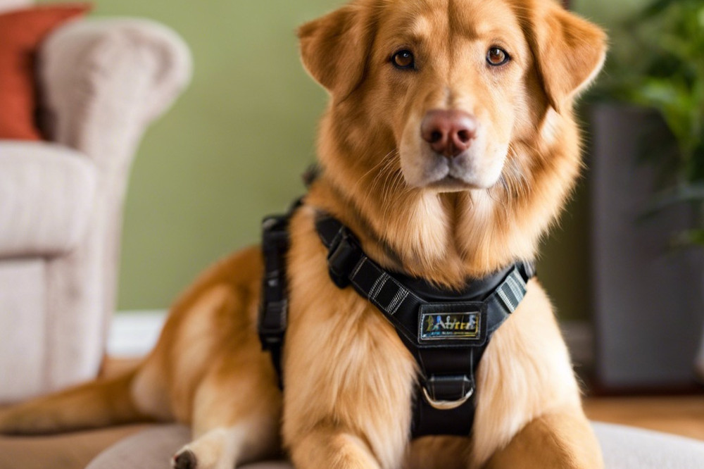 service dog with a harness